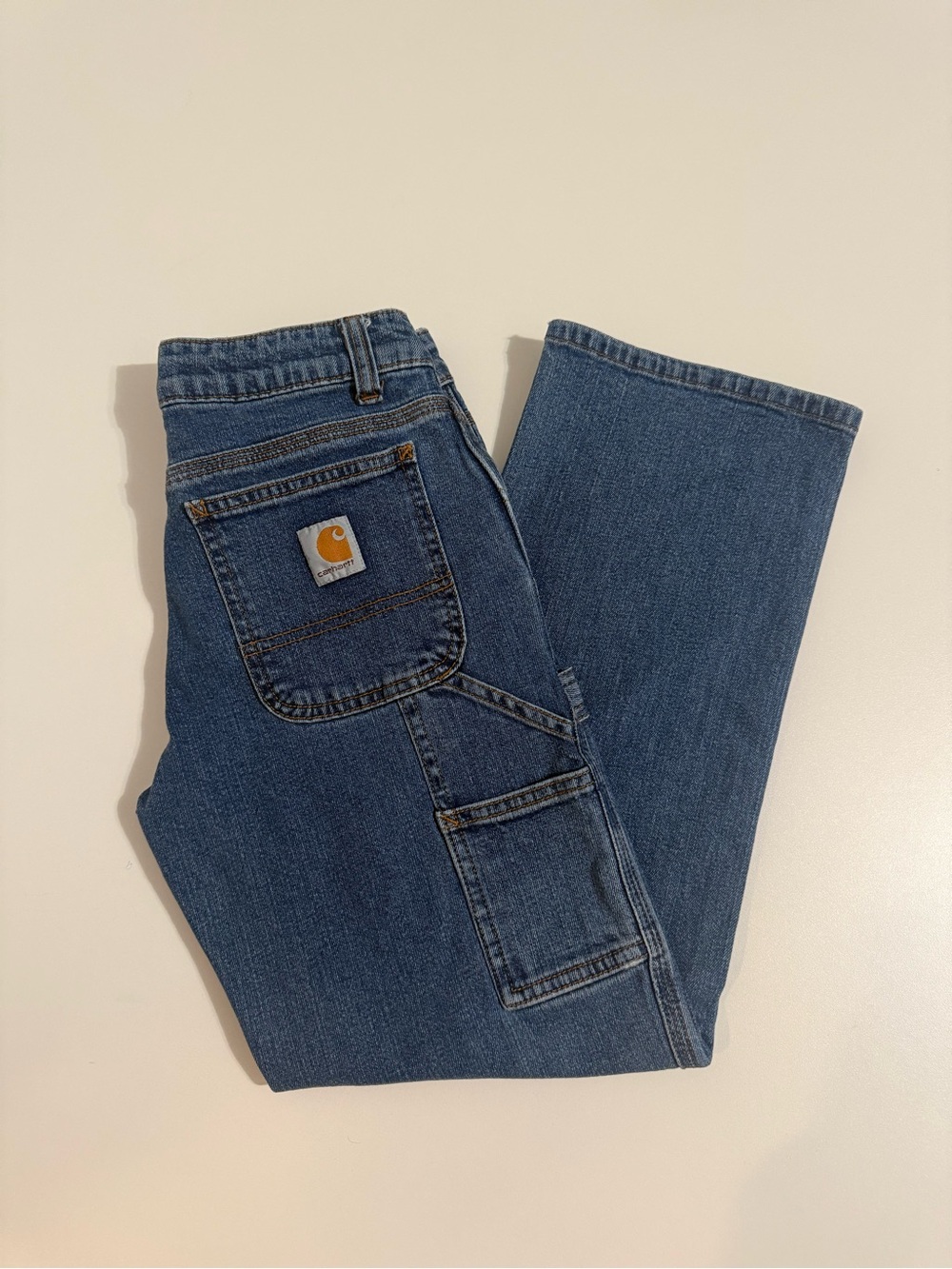Carhartt Boy’s Dark Blue Carpenter Jeans with Logo Patch Sz 10